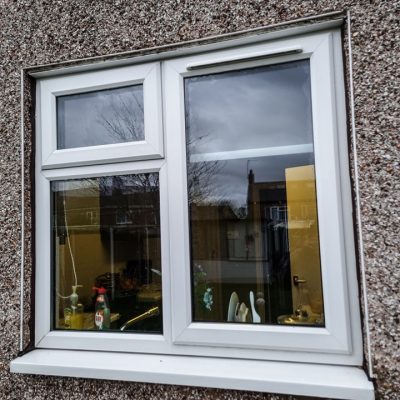 Spotless clean window after professional cleaning removing mucky marks from dogs jumping up in Pontefract